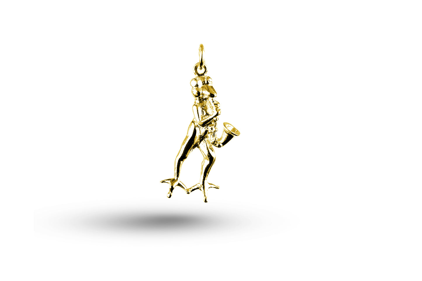 Yellow gold Frog with Saxophone and Note charm.