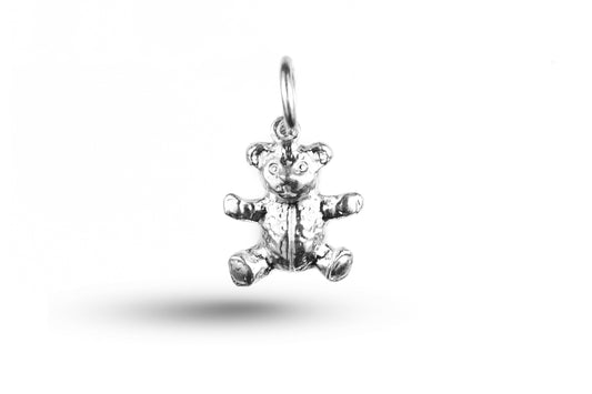 White gold Sitting Teddy Bear charm.