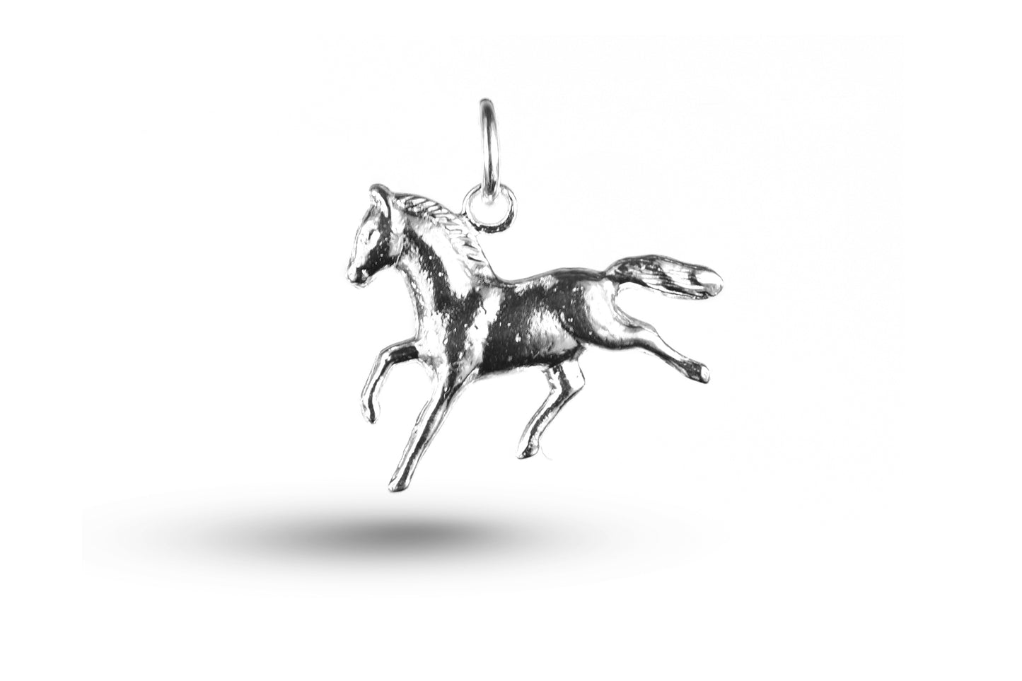 White gold Simple Running Horse charm.
