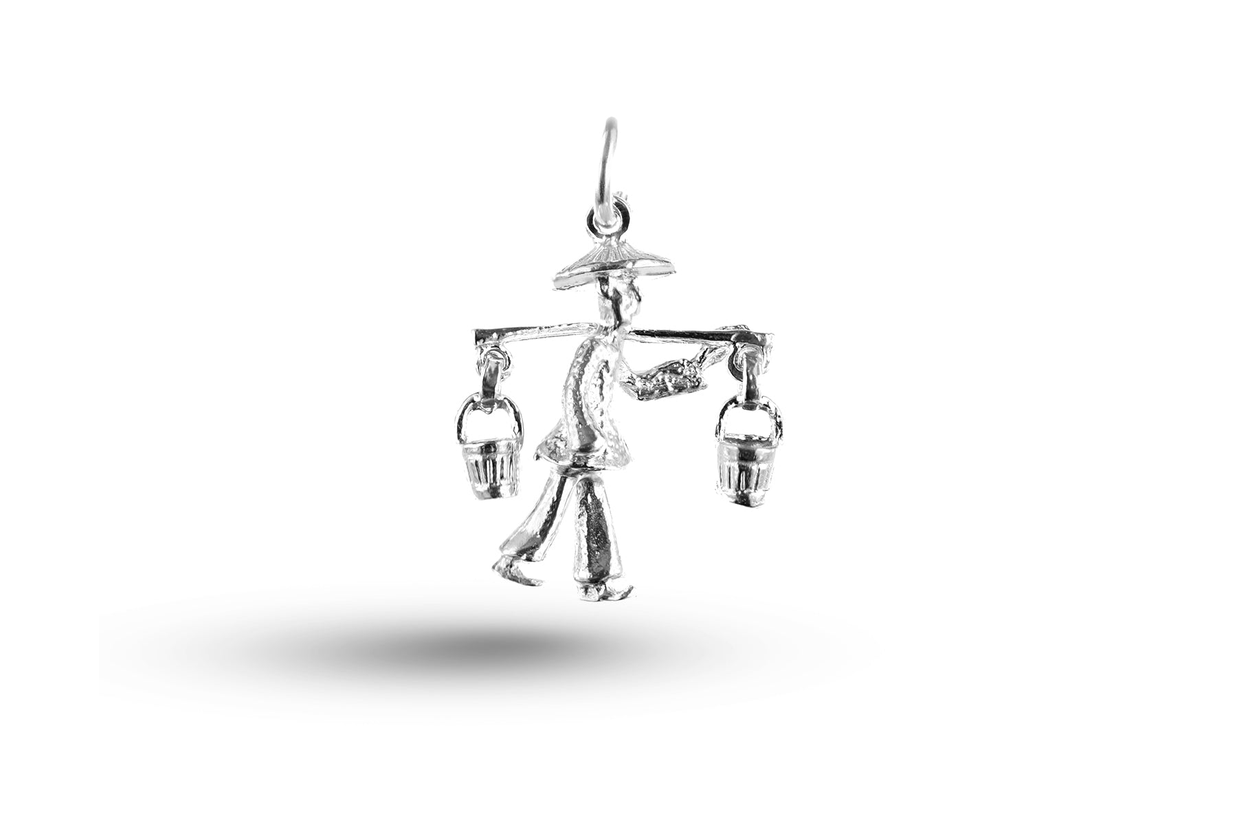 White gold Chinaman with Buckets charm.