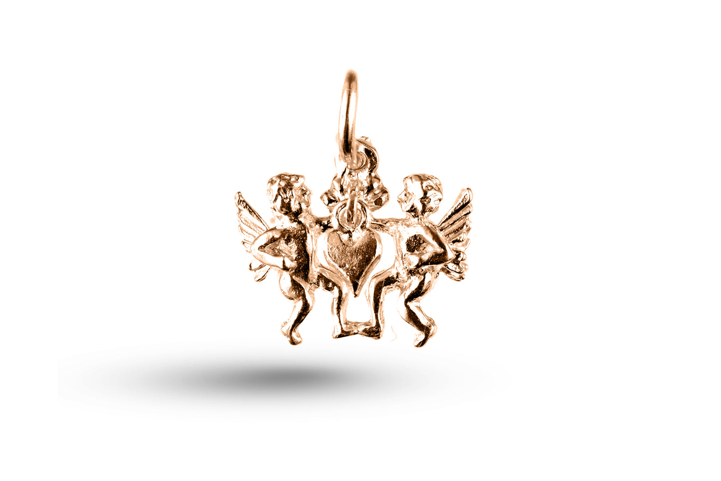 Rose gold Double Cupid and Heart charm.