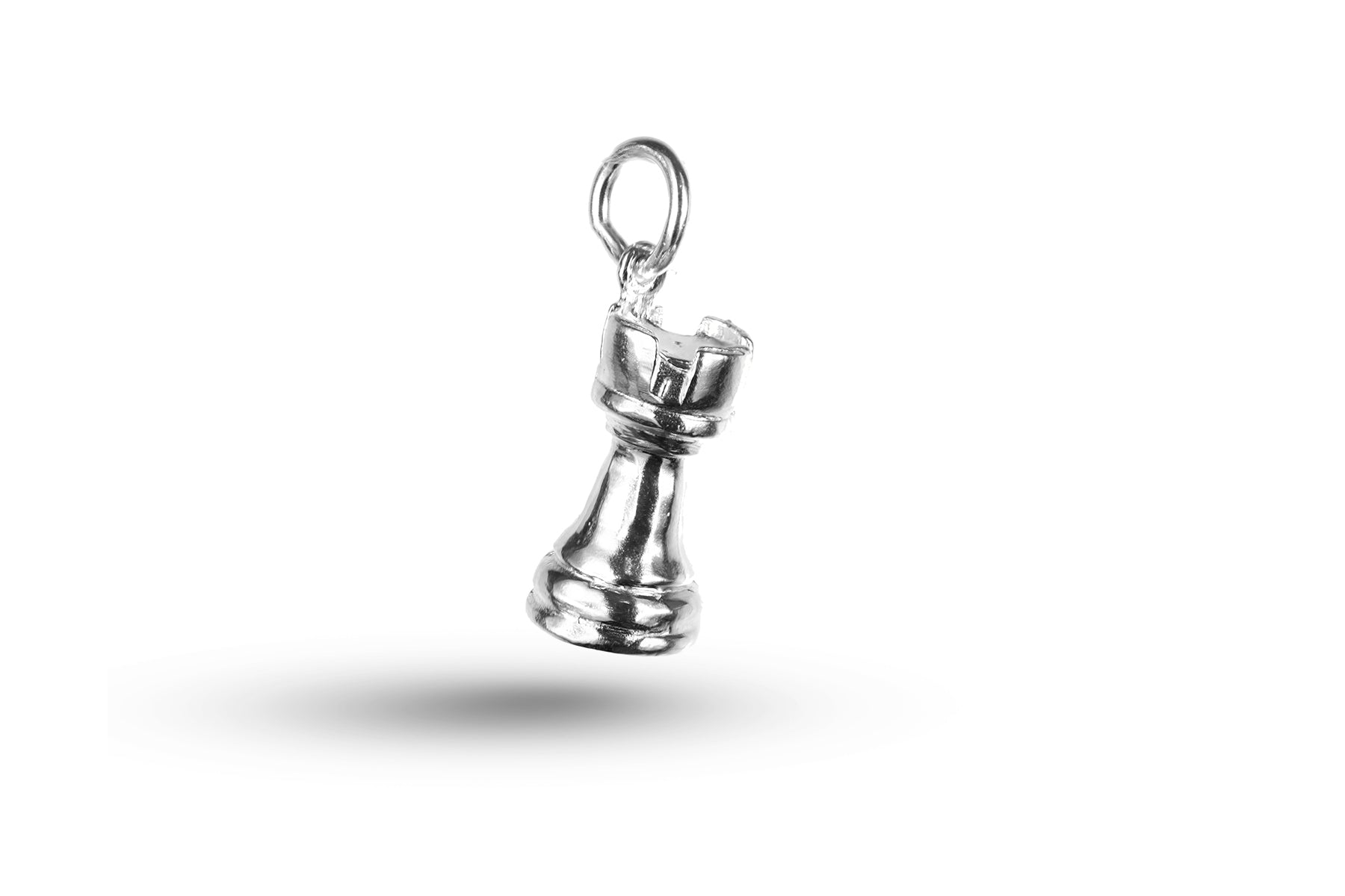 Luxury white gold Chess Castle charm.