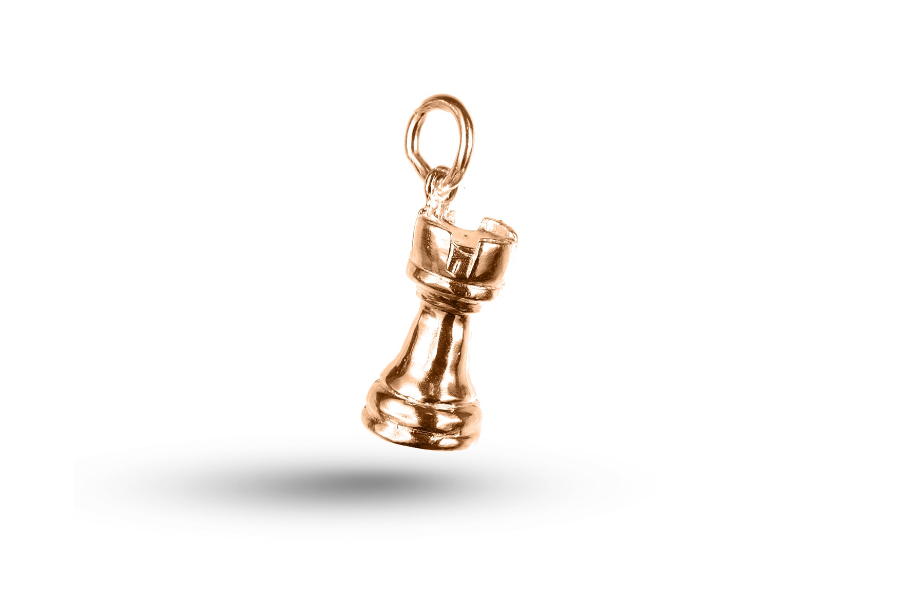 Luxury rose gold Chess Castle charm.