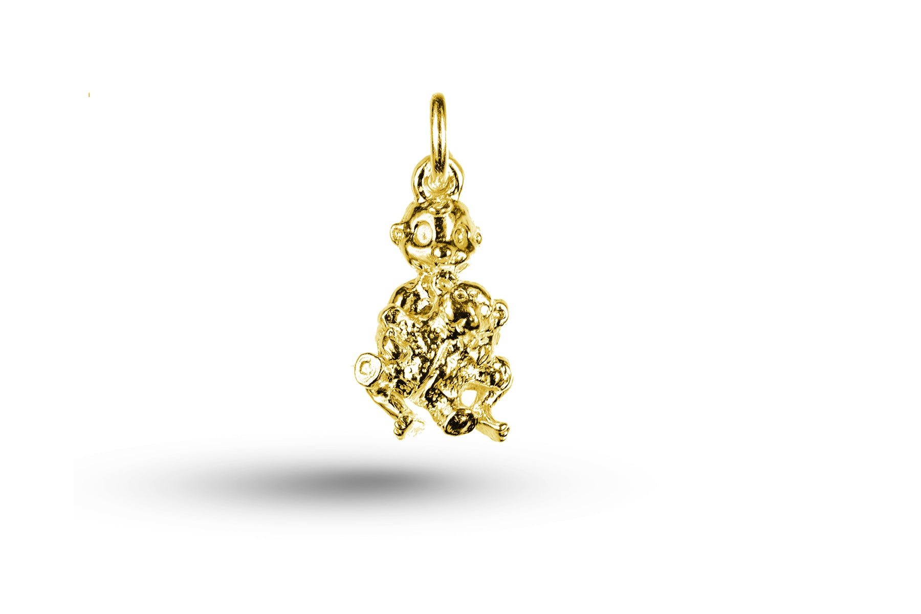 Luxury yellow gold baby and teddy bear charm.