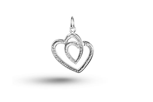 White gold Triple Heart Coil charm.