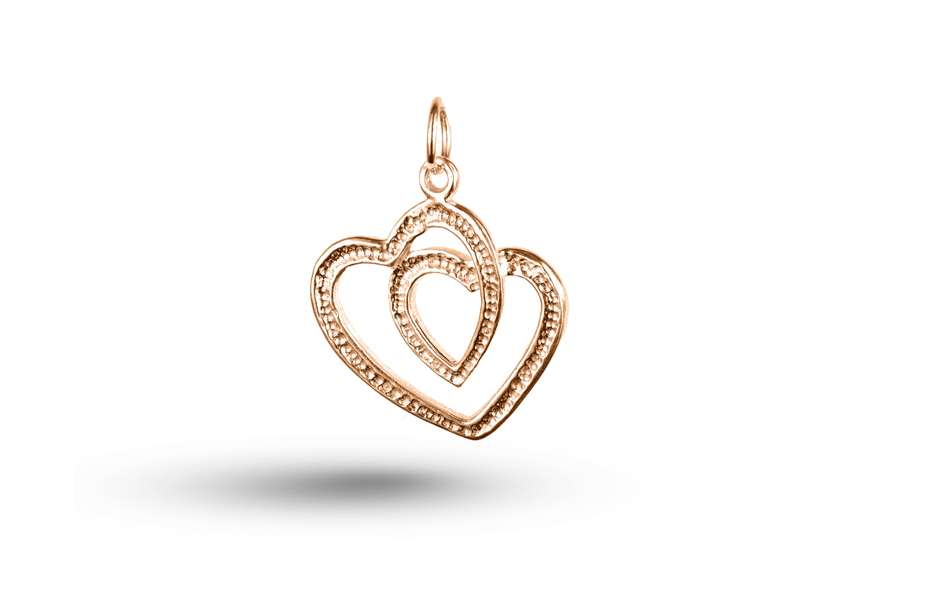 Rose gold Triple Heart Coil charm.