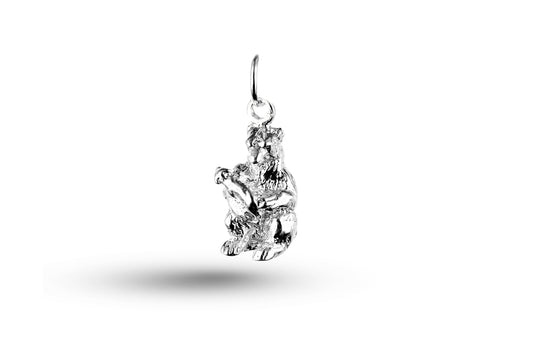 Luxury white gold bear and cub charm.