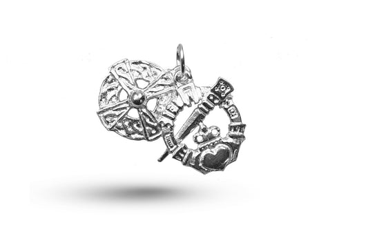 Luxury white gold Celtic Cross in Circle charm.