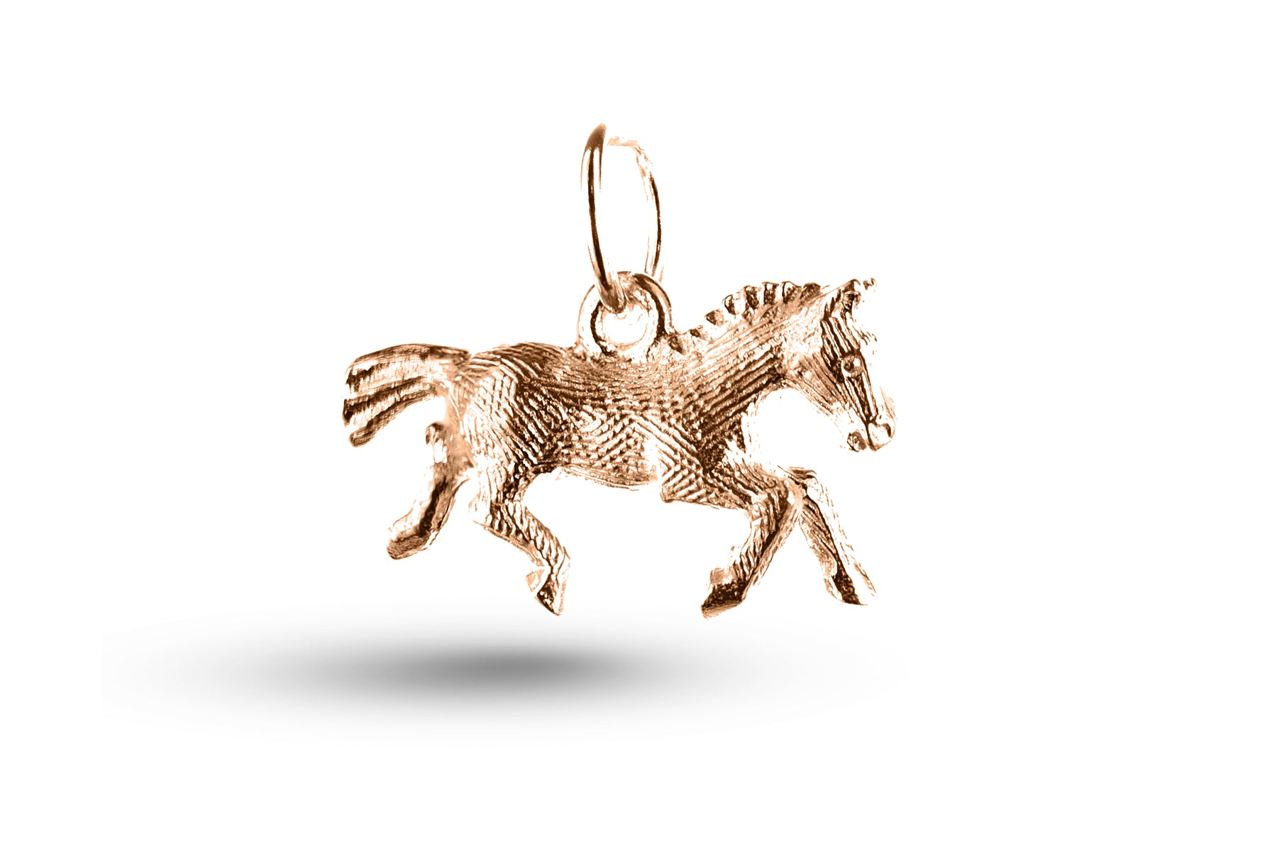 Rose gold Icelandic Horse charm.