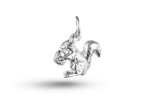 White gold Squirrel and Nut charm.