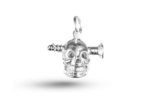 White gold Skull with Screw in Head charm.