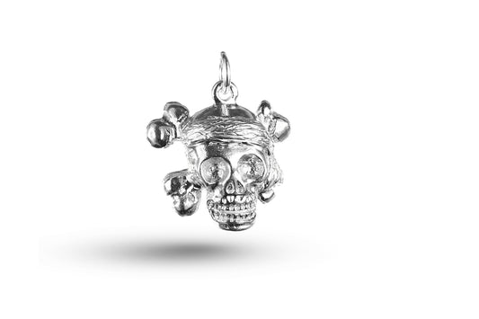 White gold Pirate Skull and Cross charm.