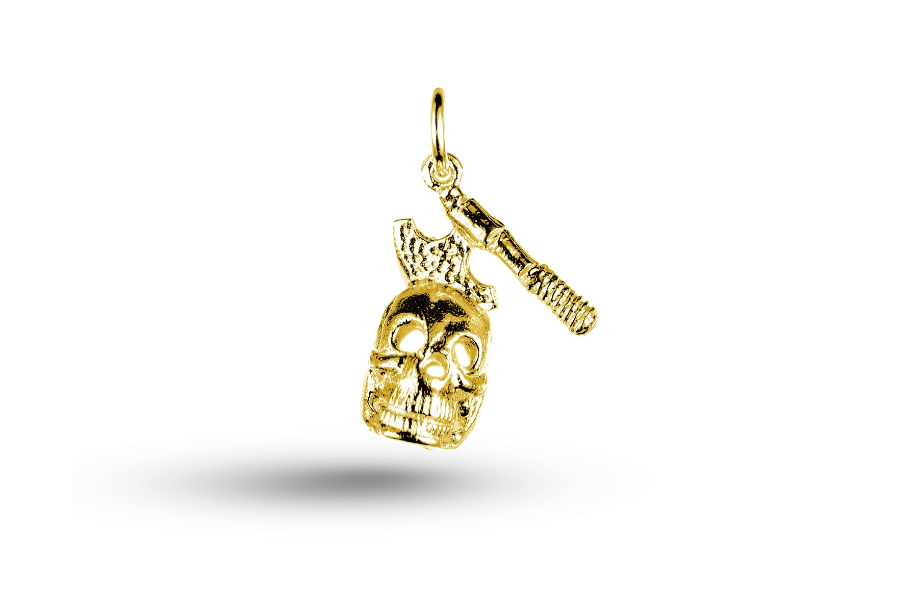 Yellow gold Skull with Axe in Head charm.