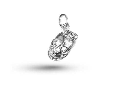 White gold Skull with Worm in Head charm.