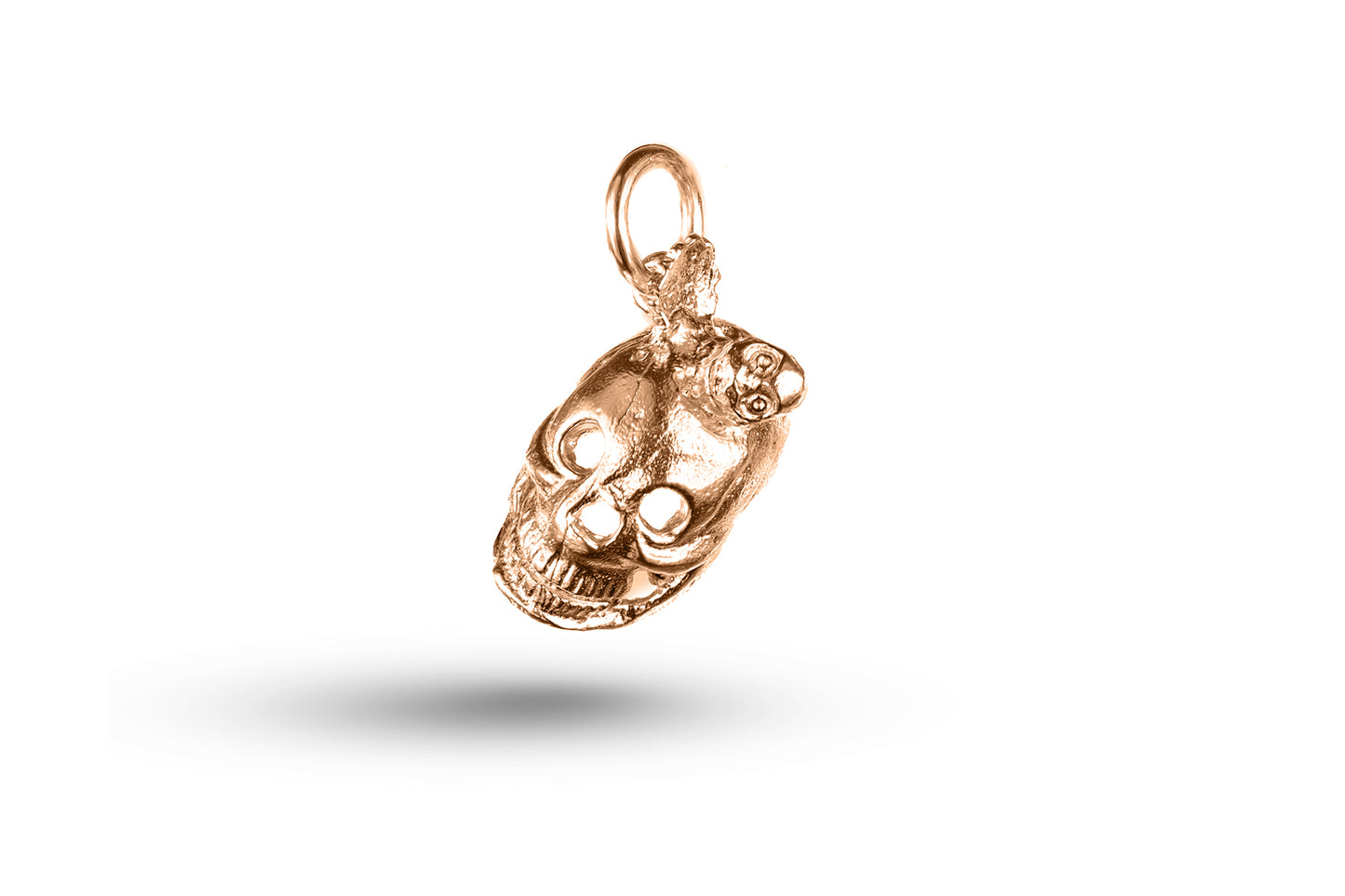 Rose gold Skull with Worm in Head charm.