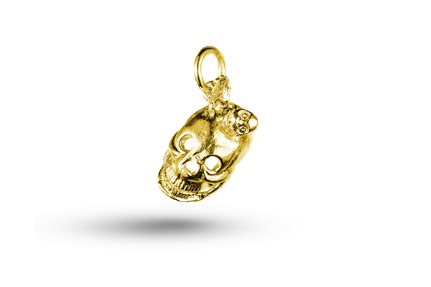 Yellow gold Skull with Worm in Head charm.