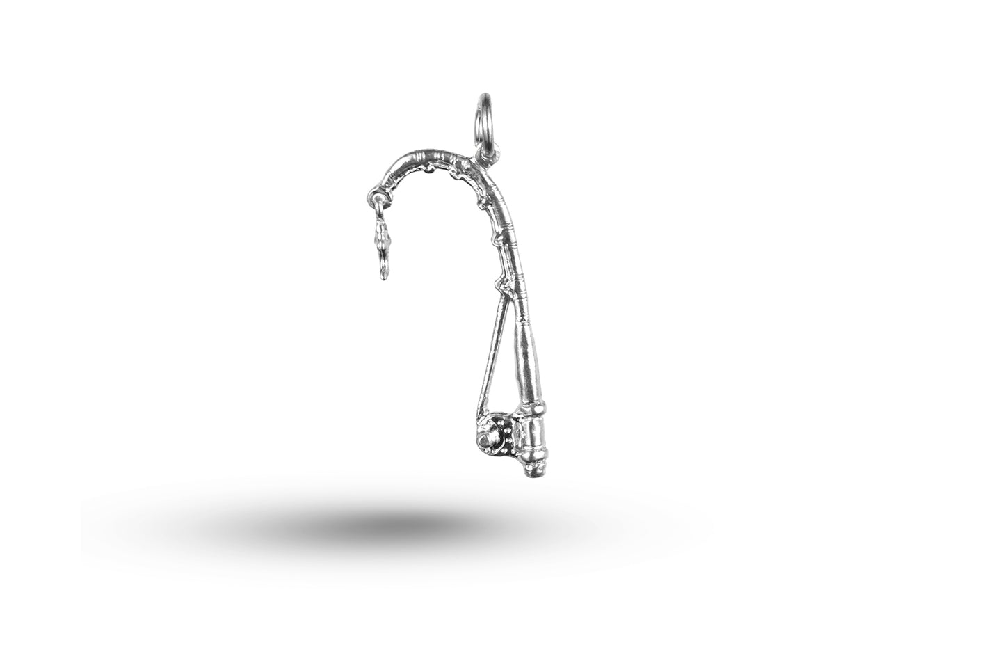 White gold Fly Fishing Rod charm.