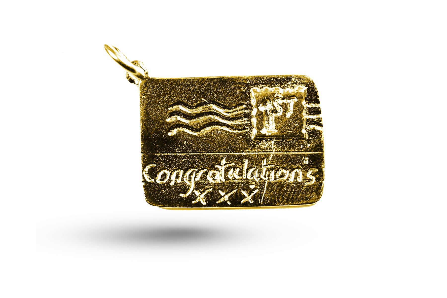 Luxury yellow gold Birthday Congratulations Mail charm.