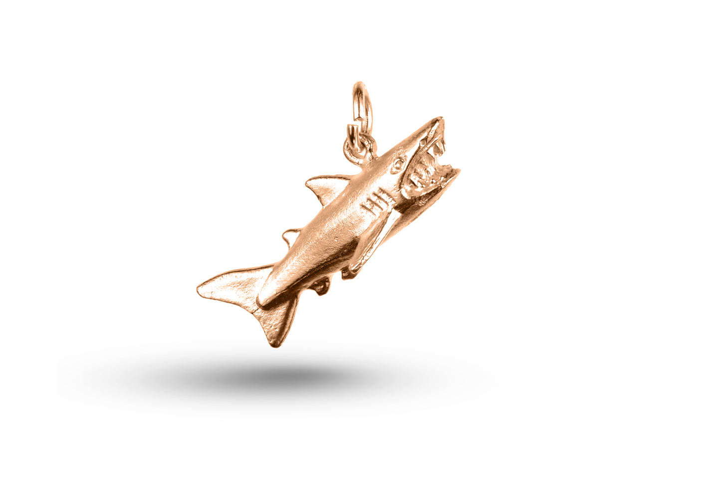 Rose gold Jaws Shark charm.