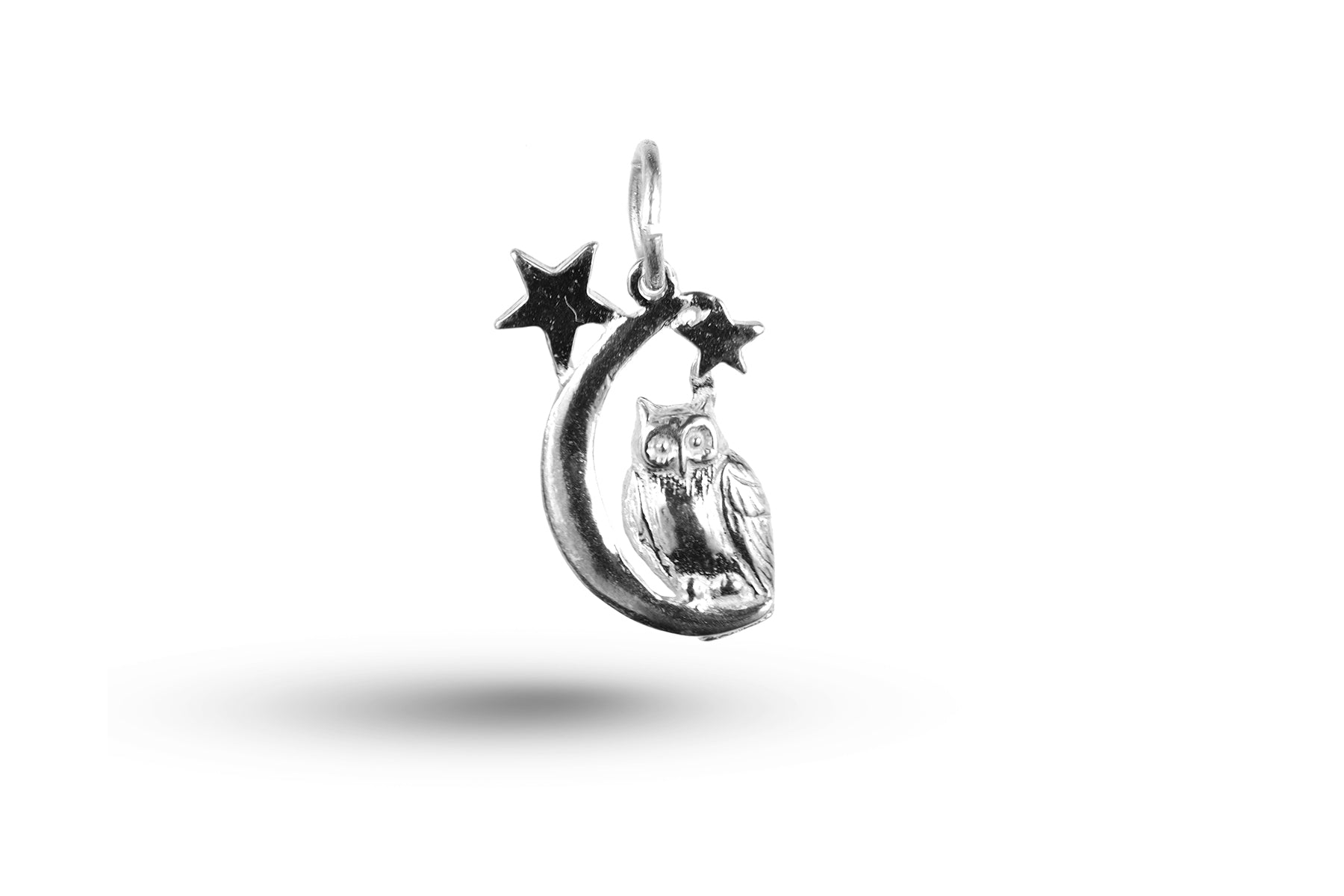 White gold Owl in the Moon charm.