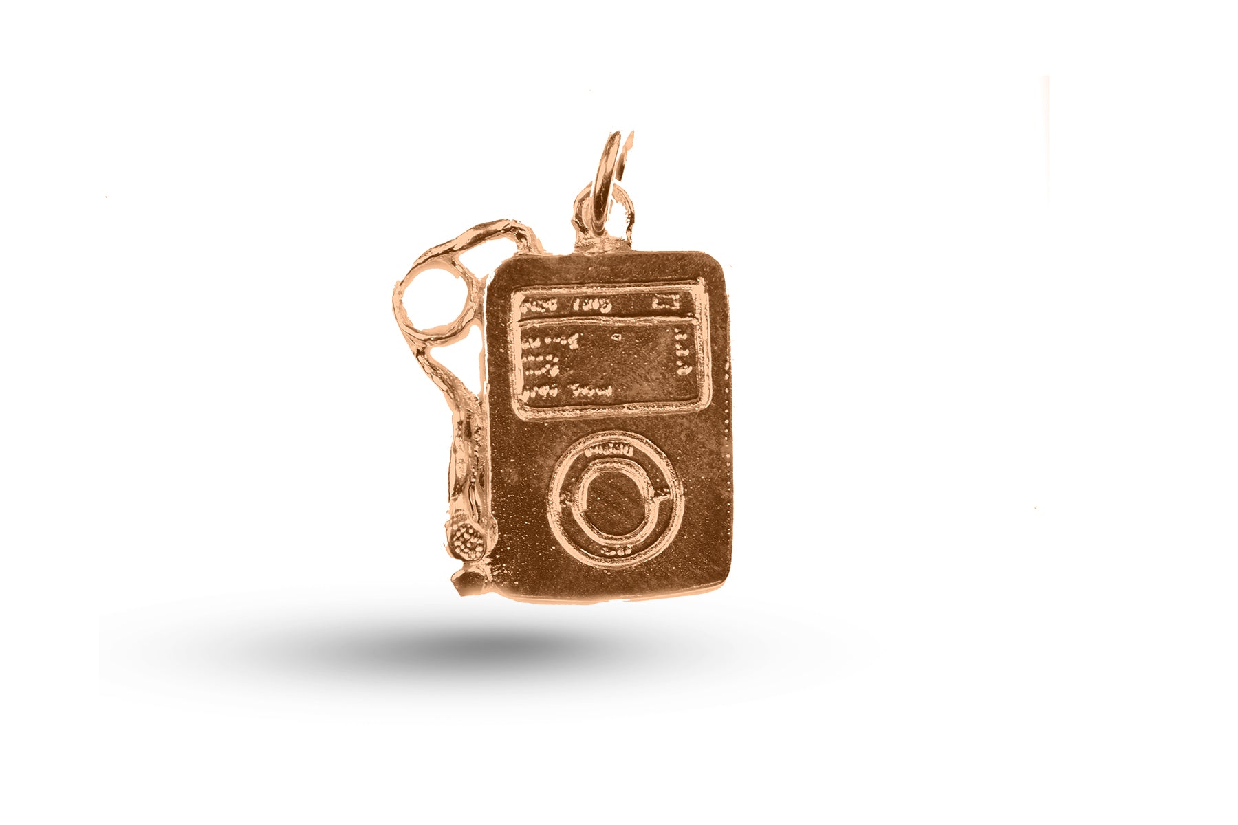 Rose gold iPod charm.