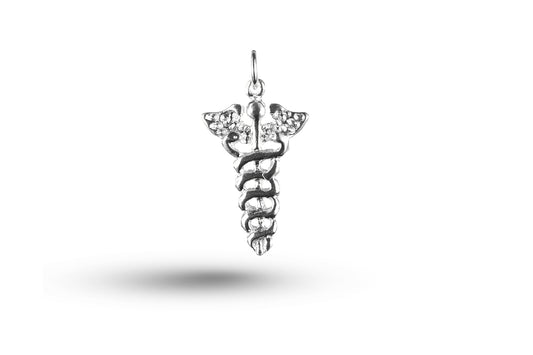 White gold Medical Emblem charm.