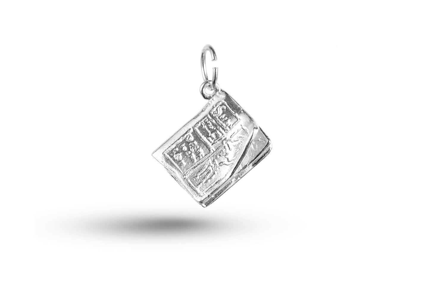 White gold Newspaper charm.