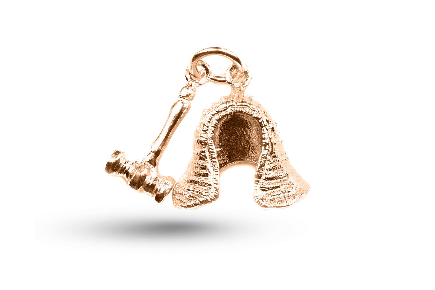 Rose gold Judges Wig and Gavel charm.