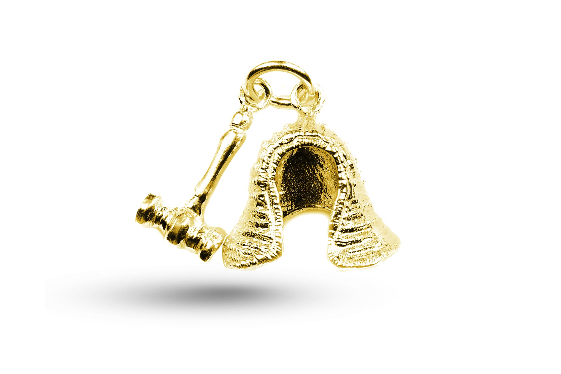 Yellow gold Judges Wig and Gavel charm.