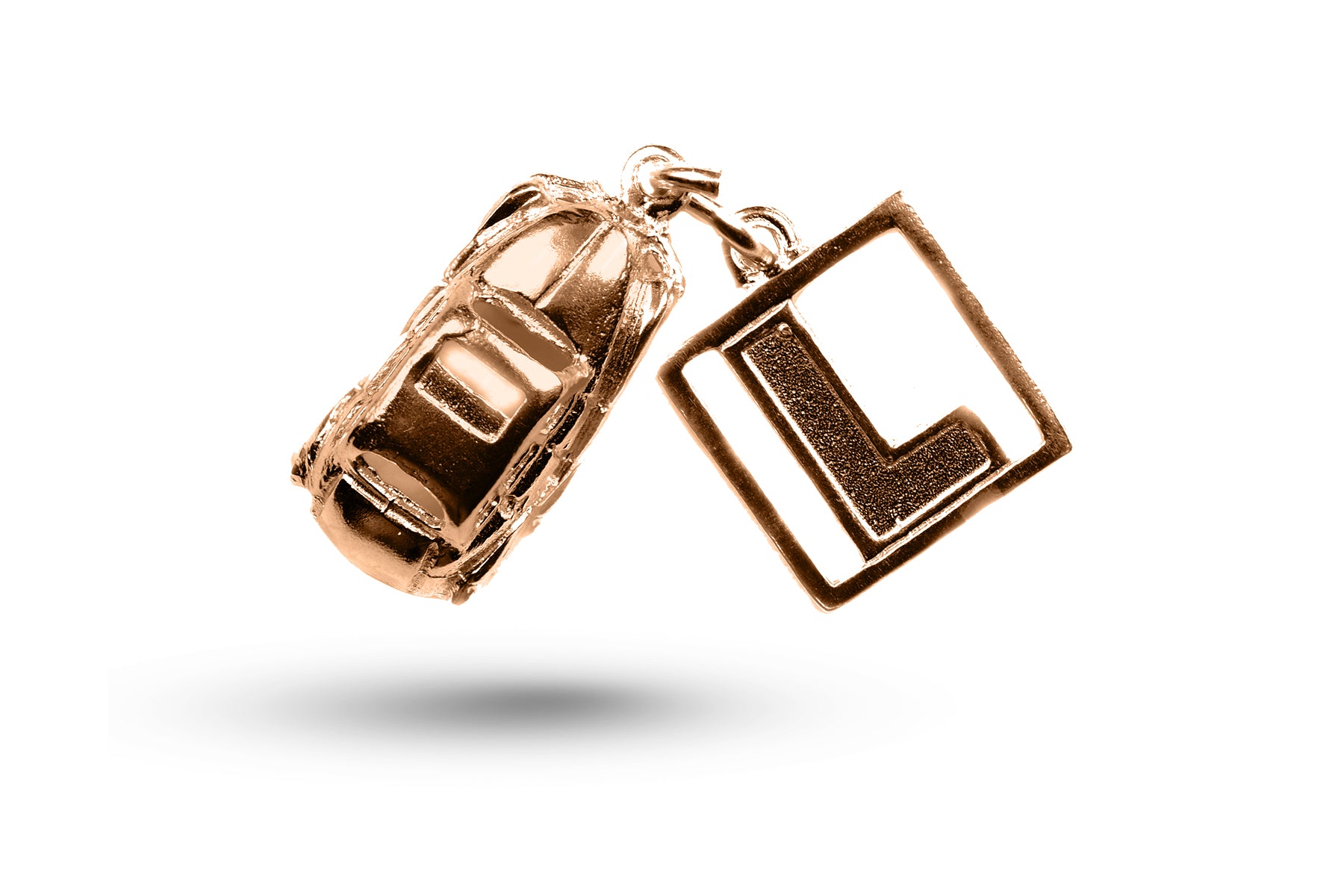 Luxury rose gold Car and L Plate charm.