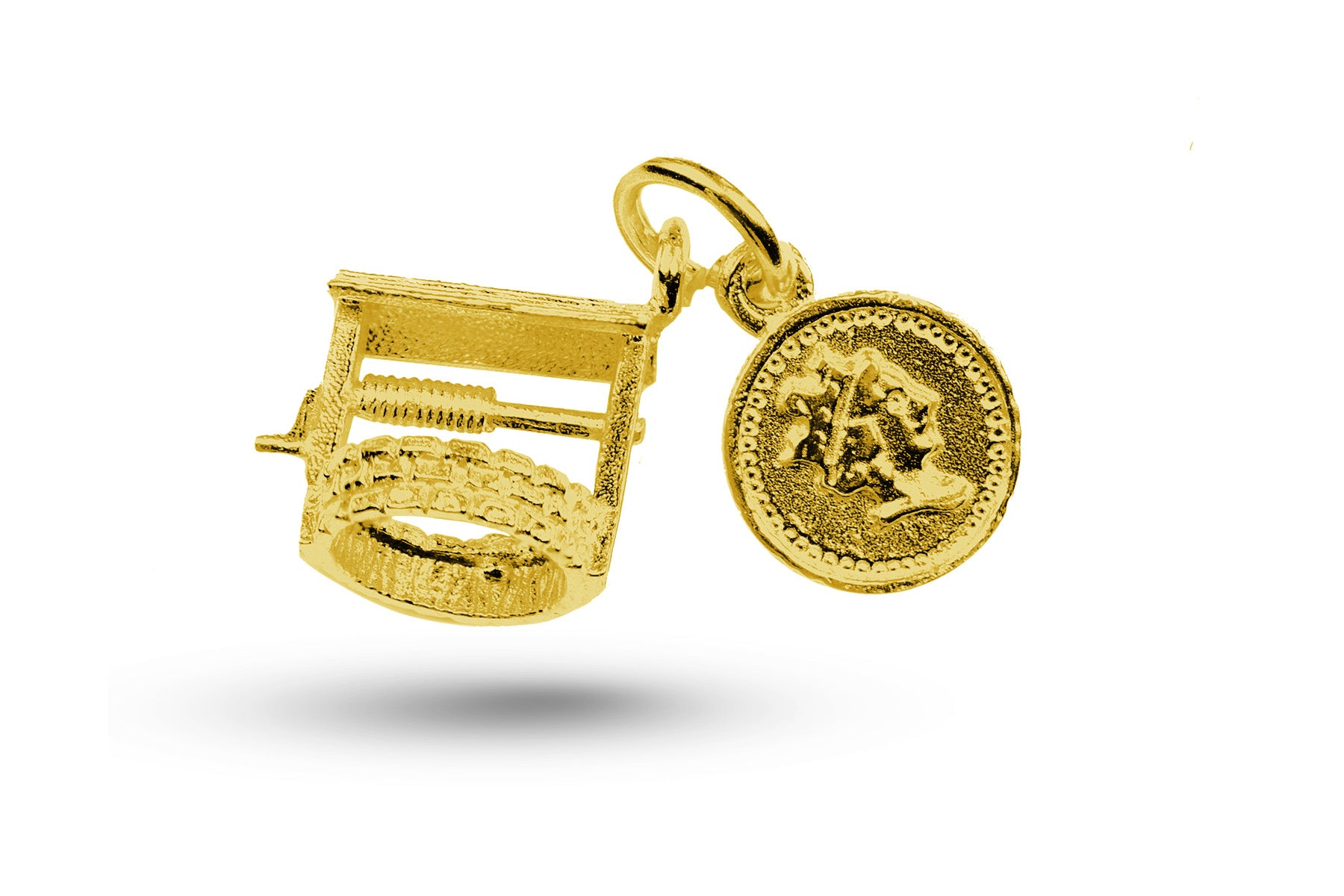 Yellow gold Coin and Wishing Well charm.