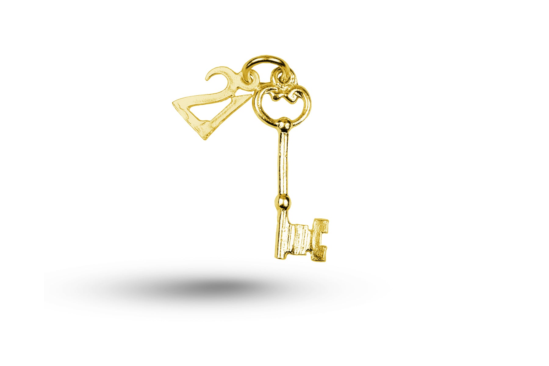 Luxury yellow gold Birthday Key and 21 charm.