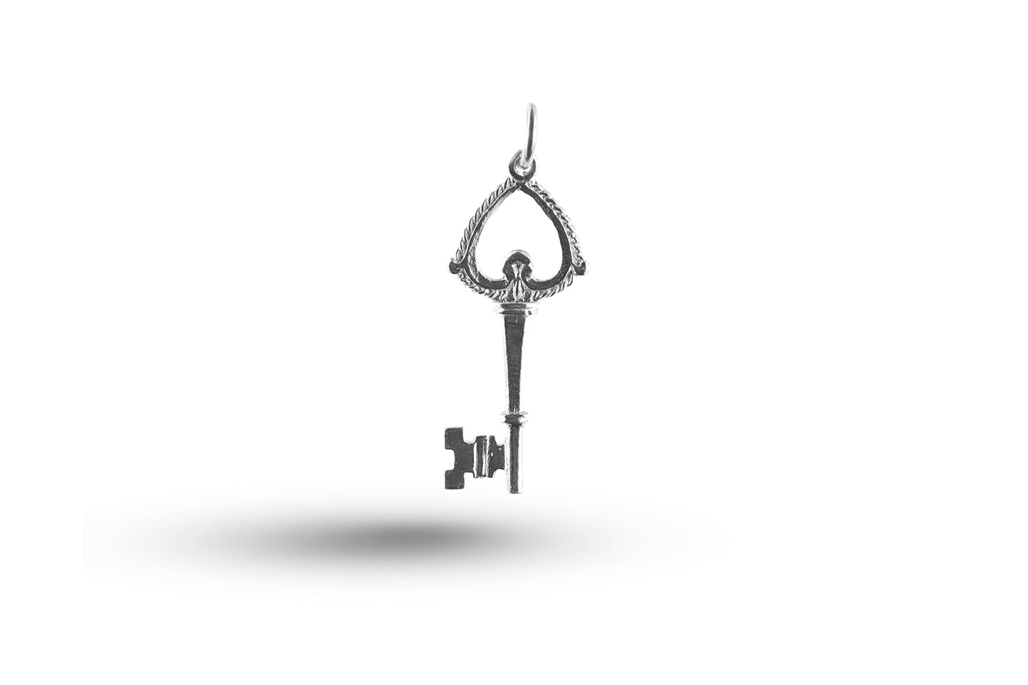 White gold Fancy Heart Shaped Key charm.