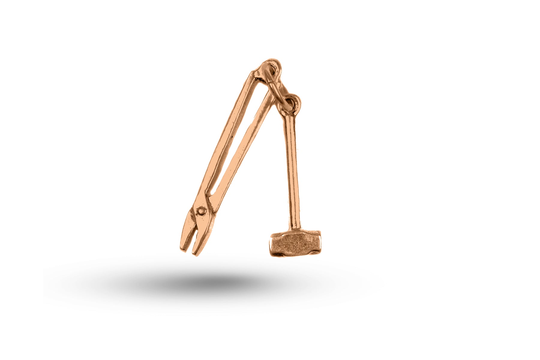 Rose gold Hammer and Tongs charm.