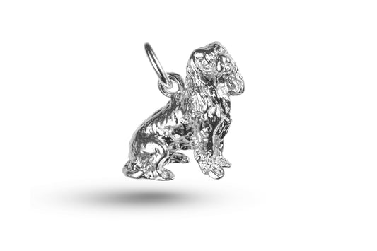 White gold Spaniel Dog charm.