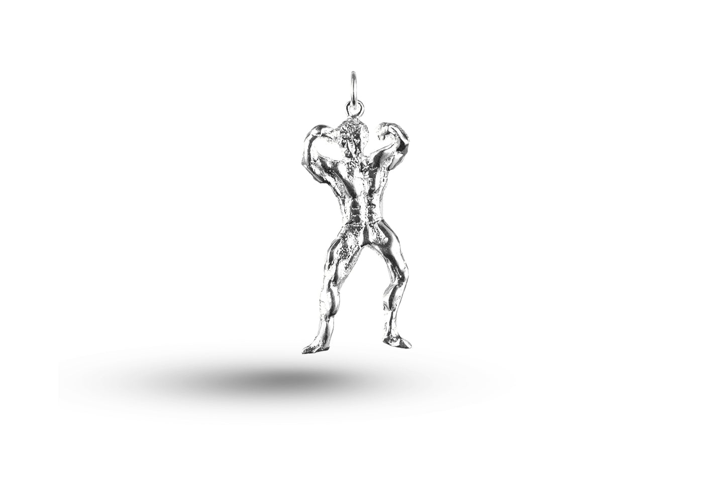 White gold Heavy Muscle Man charm.