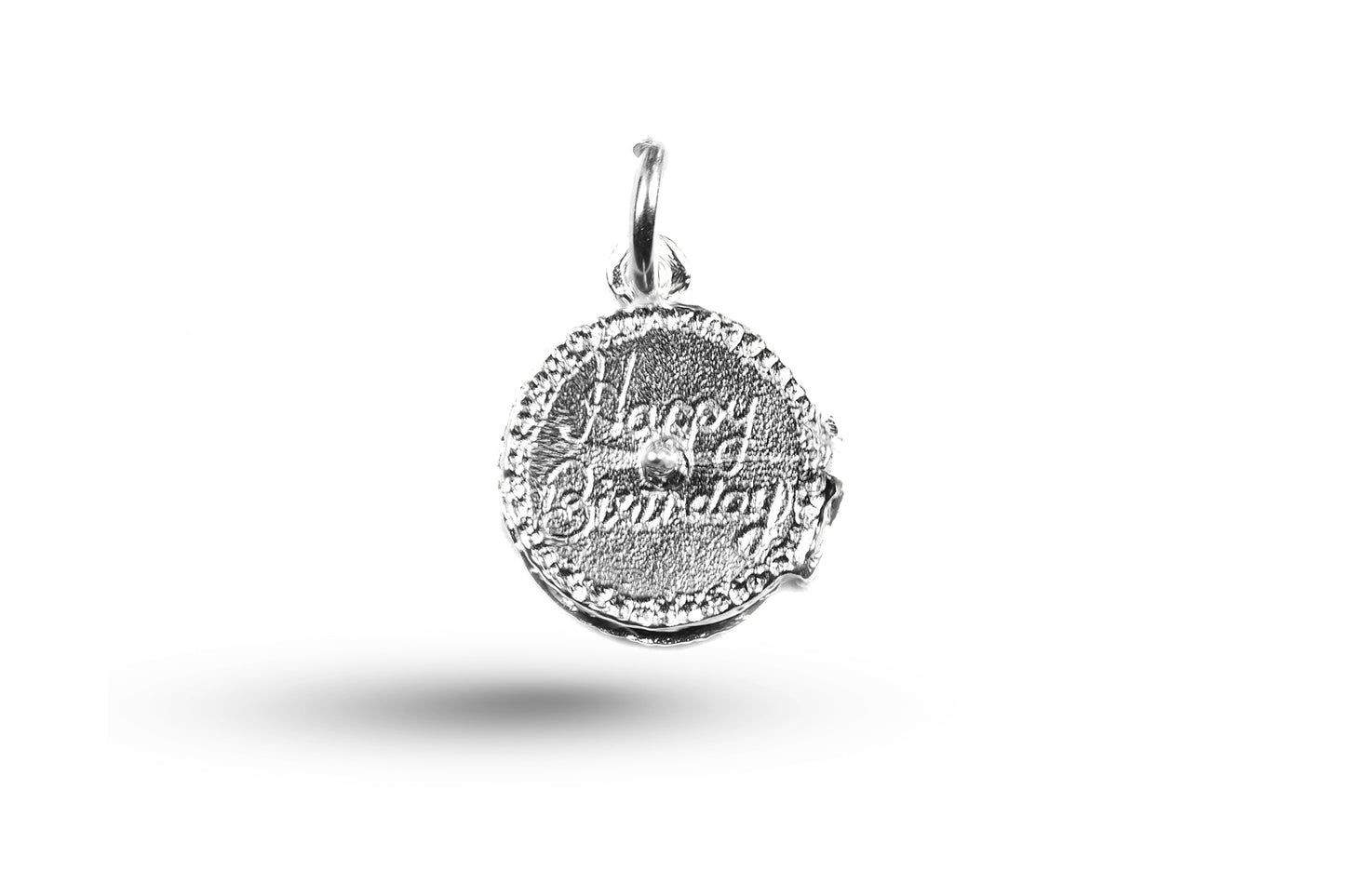 White gold Birthday Cake charm.