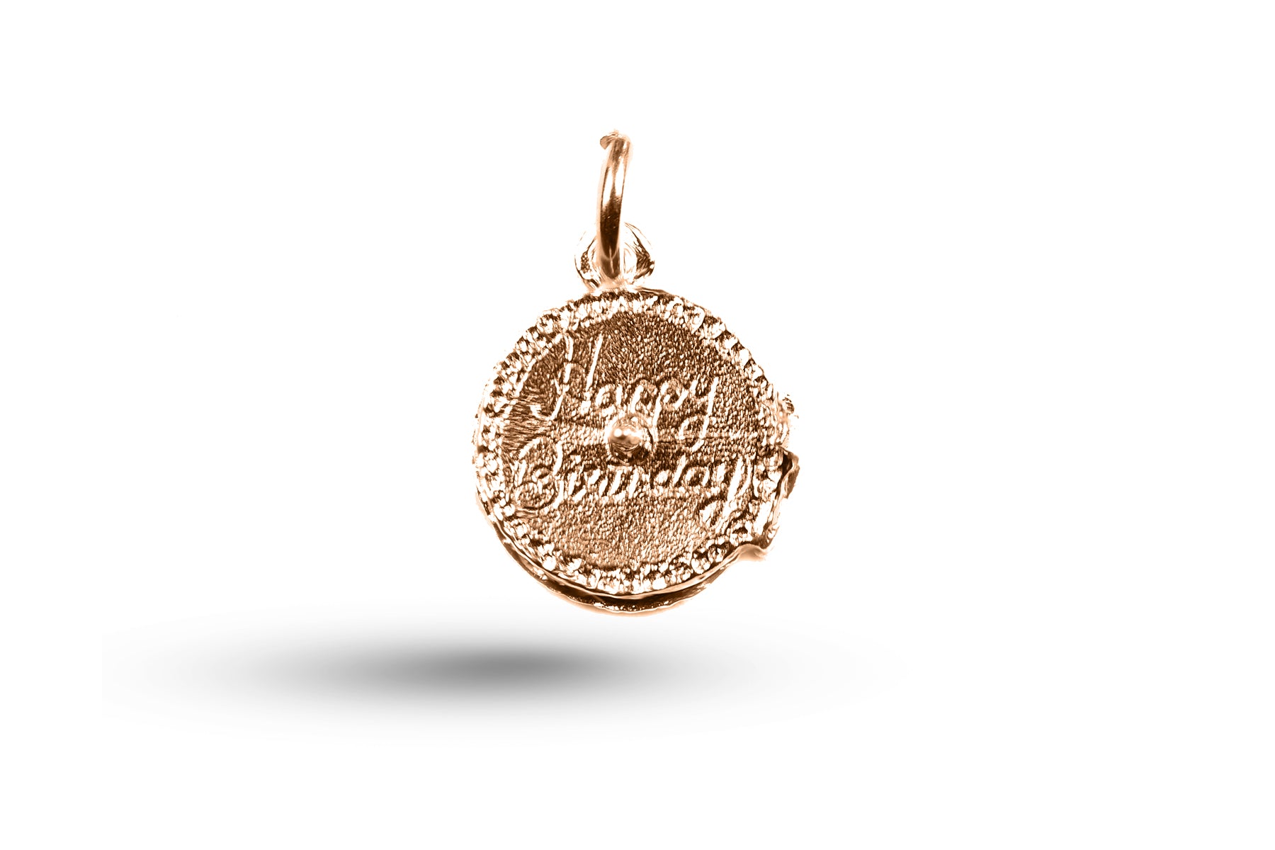 Rose gold Birthday Cake charm.