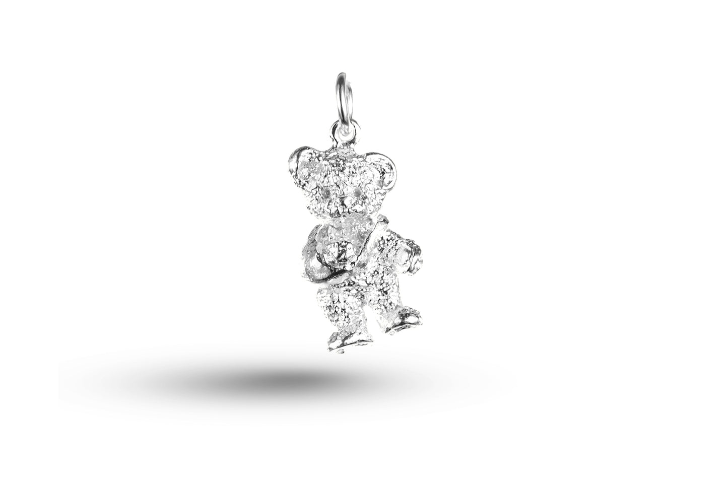 White gold Teddy with Arm in Sling charm.