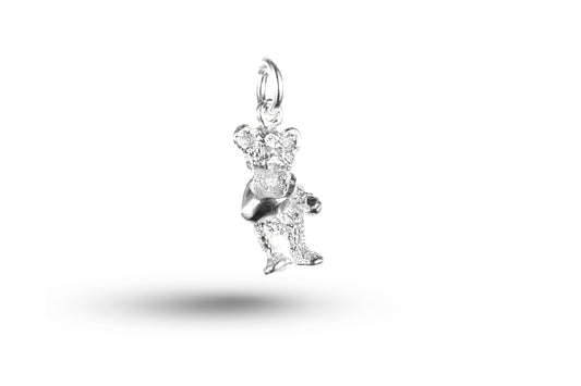 White gold Ted with Arm in Sling charm.