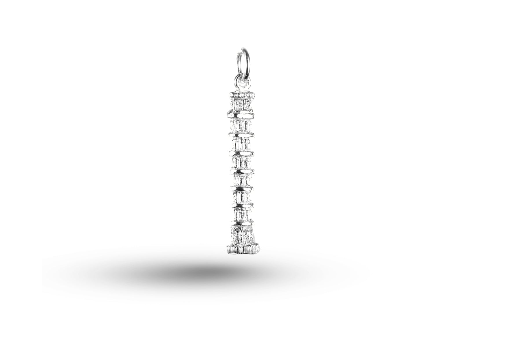 White gold Leaning Tower of Pisa charm.