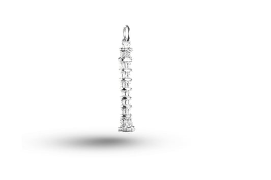 White gold Leaning Tower of Pisa charm.