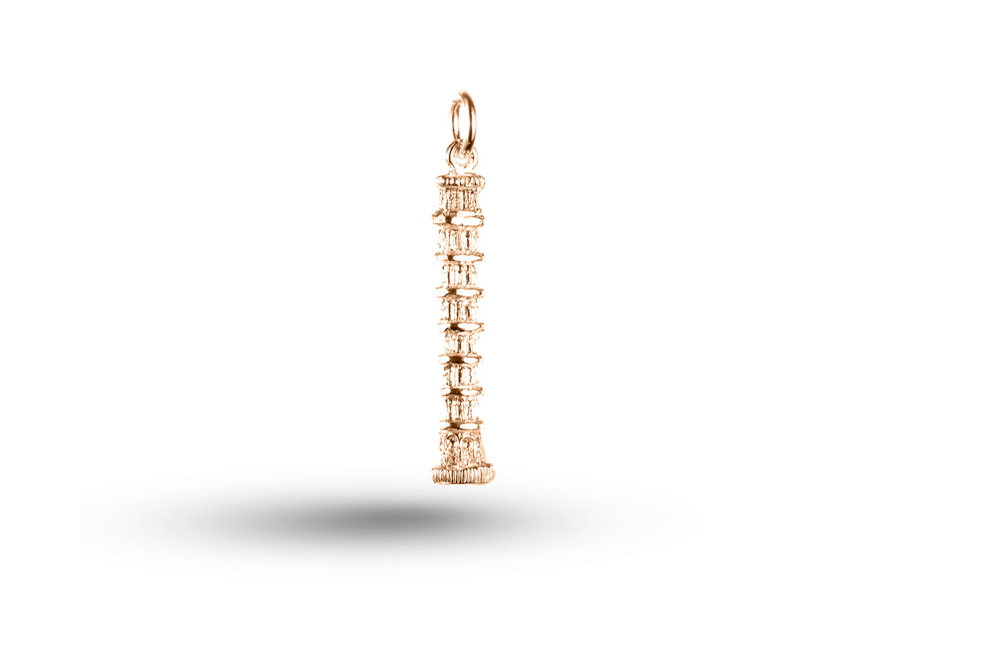 Rose gold Leaning Tower of Pisa charm.