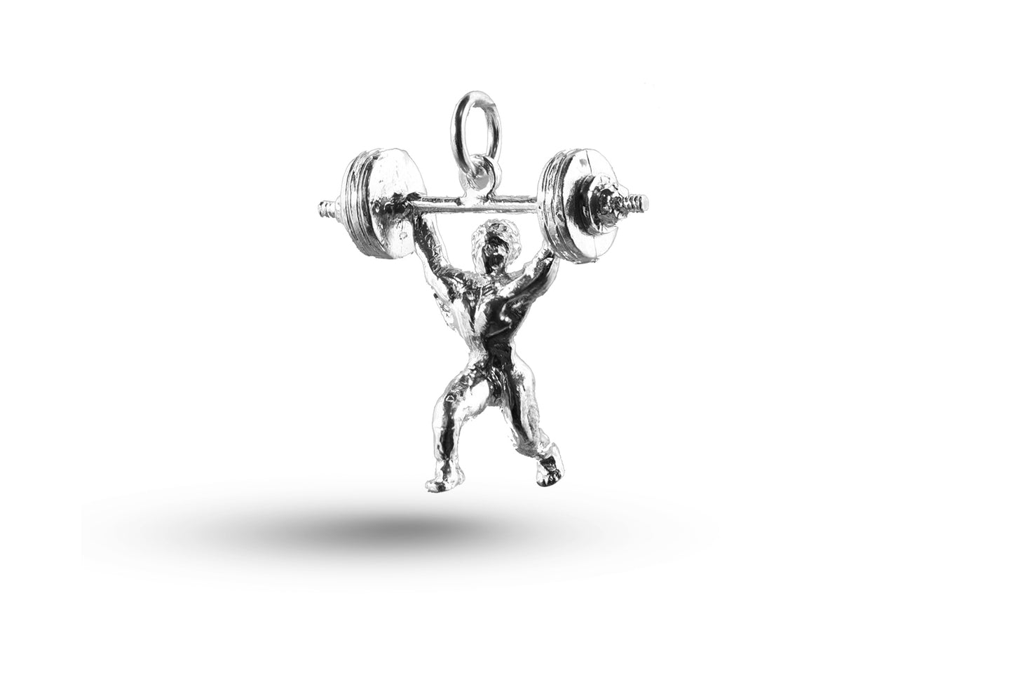 White gold Weight Lifting charm.